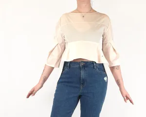 Scanlan Theodore pale pink long sleeve collarless shirt size 12