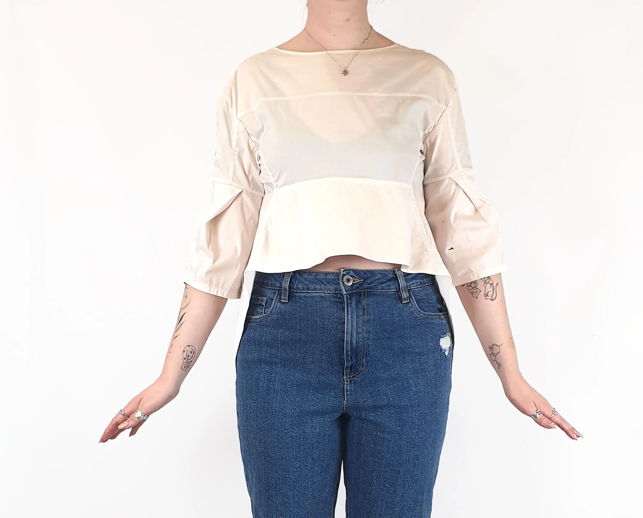 Scanlan Theodore pale pink long sleeve collarless shirt size 12