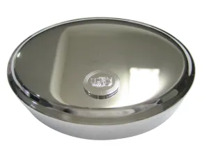 Silver Toned Etched Oval Armored Vehicle Oval Trinket Jewelry Box