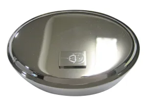 Silver Toned Rectangular Etched Horseshoe Crab Oval Trinket Jewelry Box