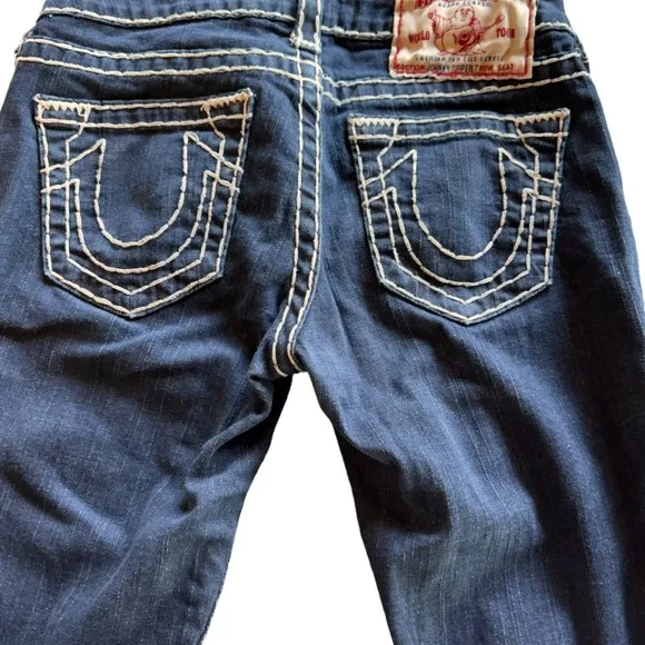 Size 27   True Religion Johnny super T T dark blue/white contrast stitching. EUC
