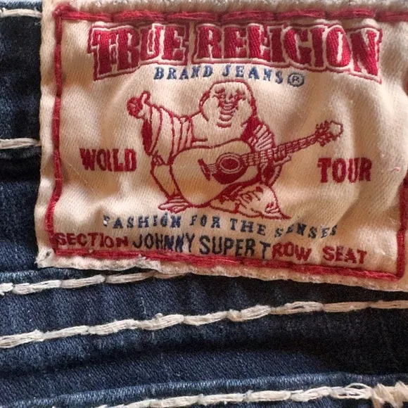 Size 27   True Religion Johnny super T T dark blue/white contrast stitching. EUC