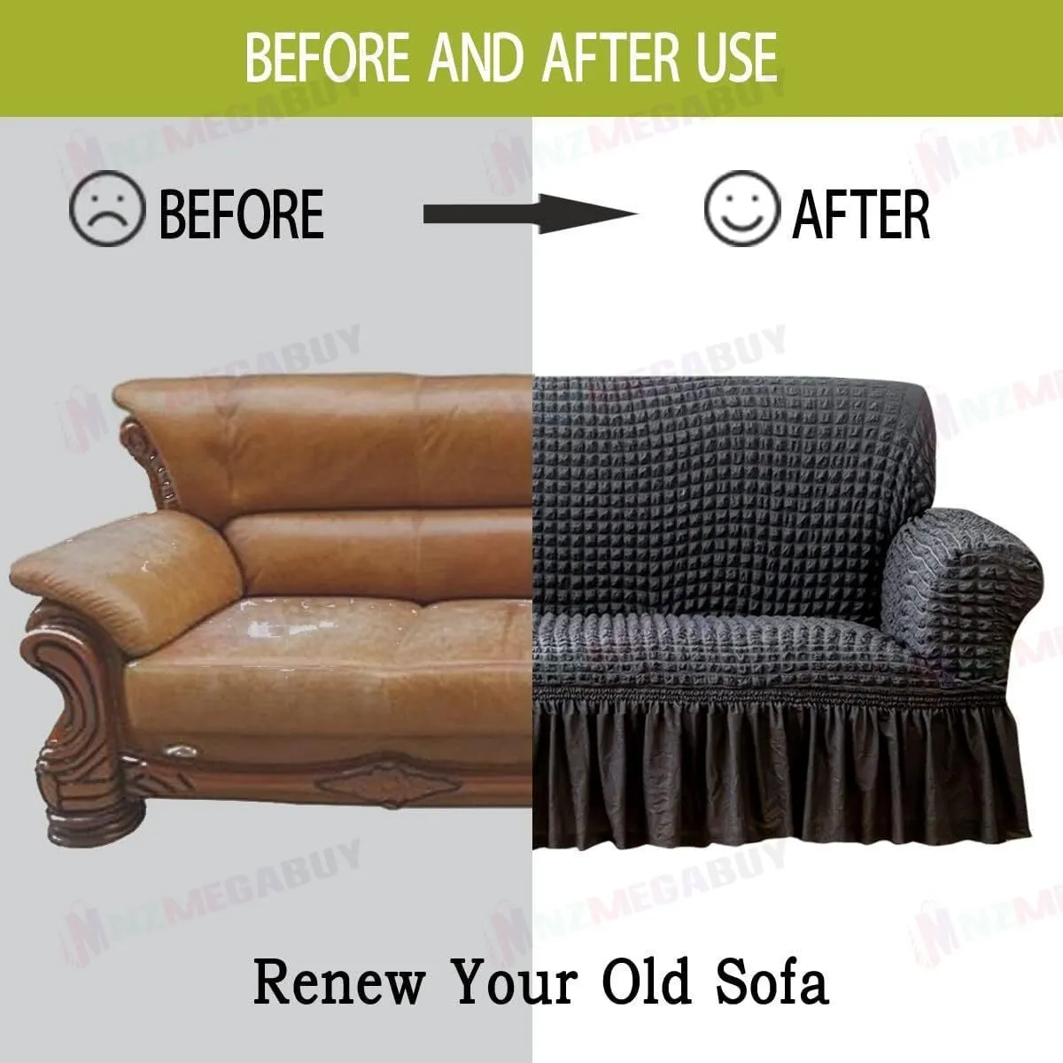 Sofa cover with Skirts Dark Grey 4 sizes