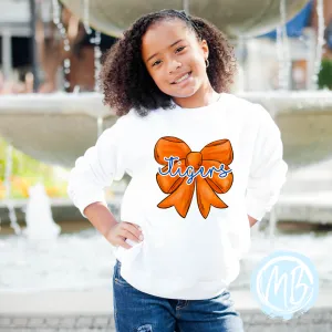 Spirit Bow Orange and Blue Tigers Sweatshirt