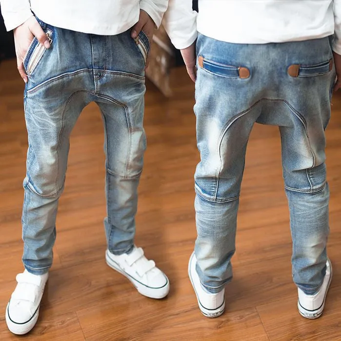 Spring Autumn boys jeans Kids Rushed Light-colored fashion Children jean Trousers B135