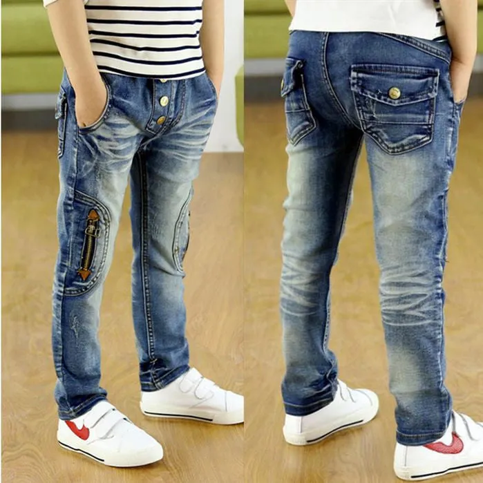 Spring Autumn boys jeans Kids Rushed Light-colored fashion Children jean Trousers B135