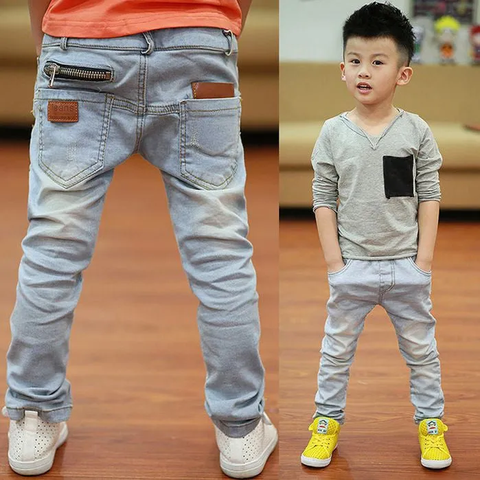 Spring Autumn boys jeans Kids Rushed Light-colored fashion Children jean Trousers B135