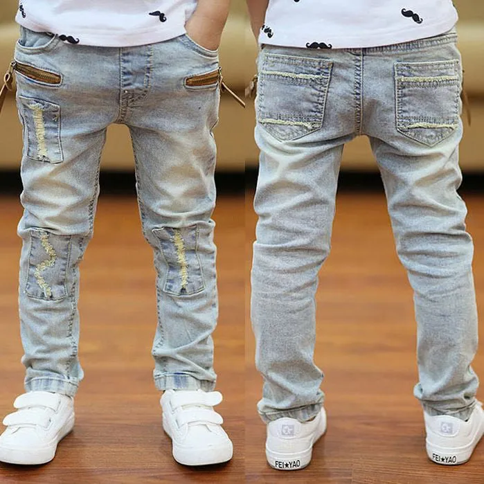 Spring Autumn boys jeans Kids Rushed Light-colored fashion Children jean Trousers B135
