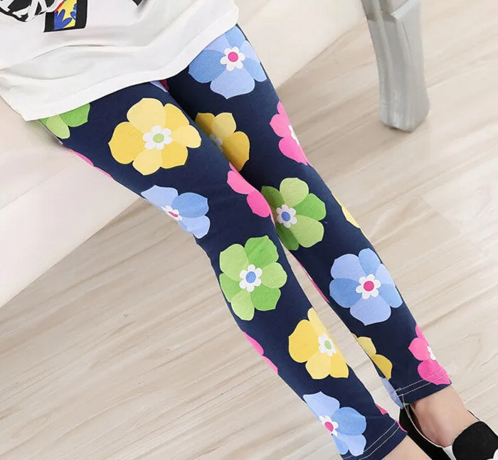 Spring Summer Girls Leggings Casual Fashion Vintage Flower Kids Legging Elastic Waist Children's Pants bobo choses 8-14 Year