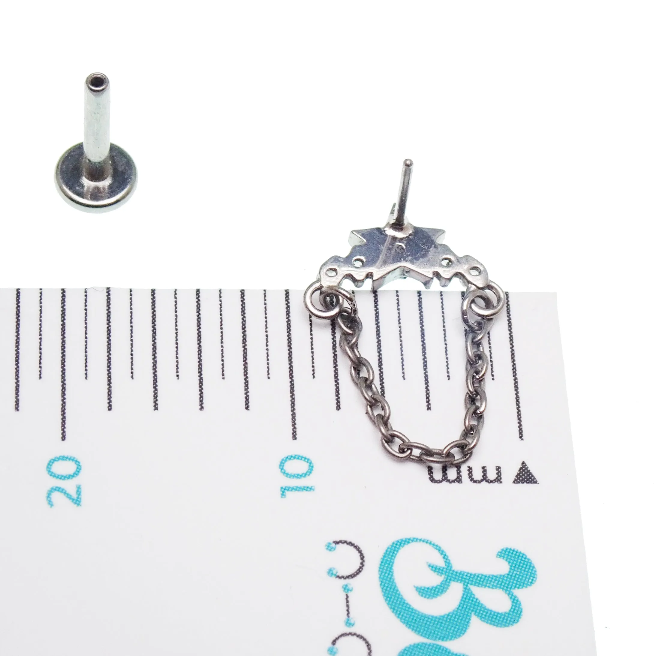 Star Opal Chain Helix Titanium Flatback Piercing - 20g, 18g, 16g, 14g