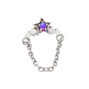 Star Opal Chain Helix Titanium Flatback Piercing - 20g, 18g, 16g, 14g