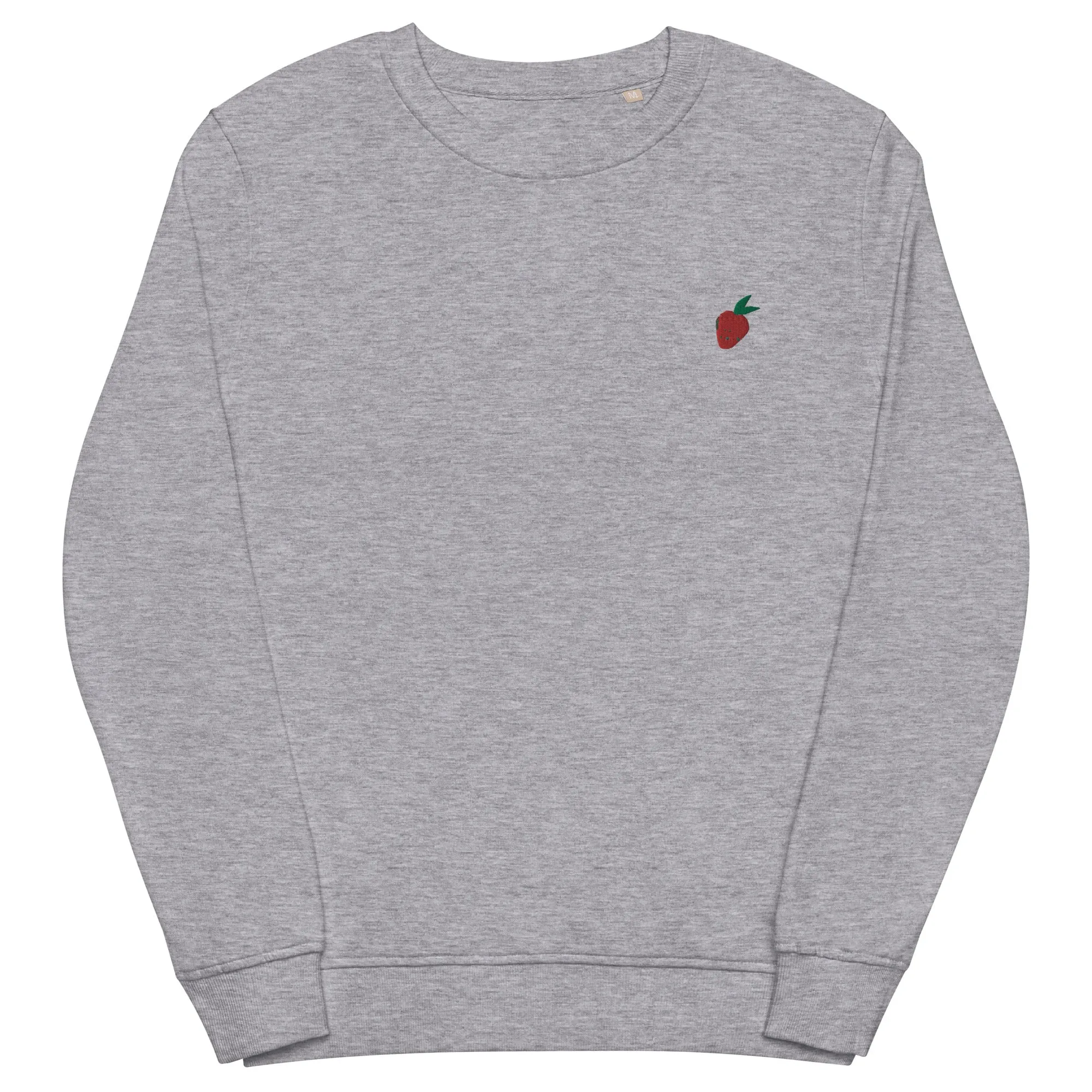 Strawberry Embroidered Organic Crewneck Sweatshirt