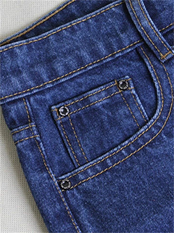 Street Style Women Ripped Extra Loose Sequin Straight-Leg Denim Jeans
