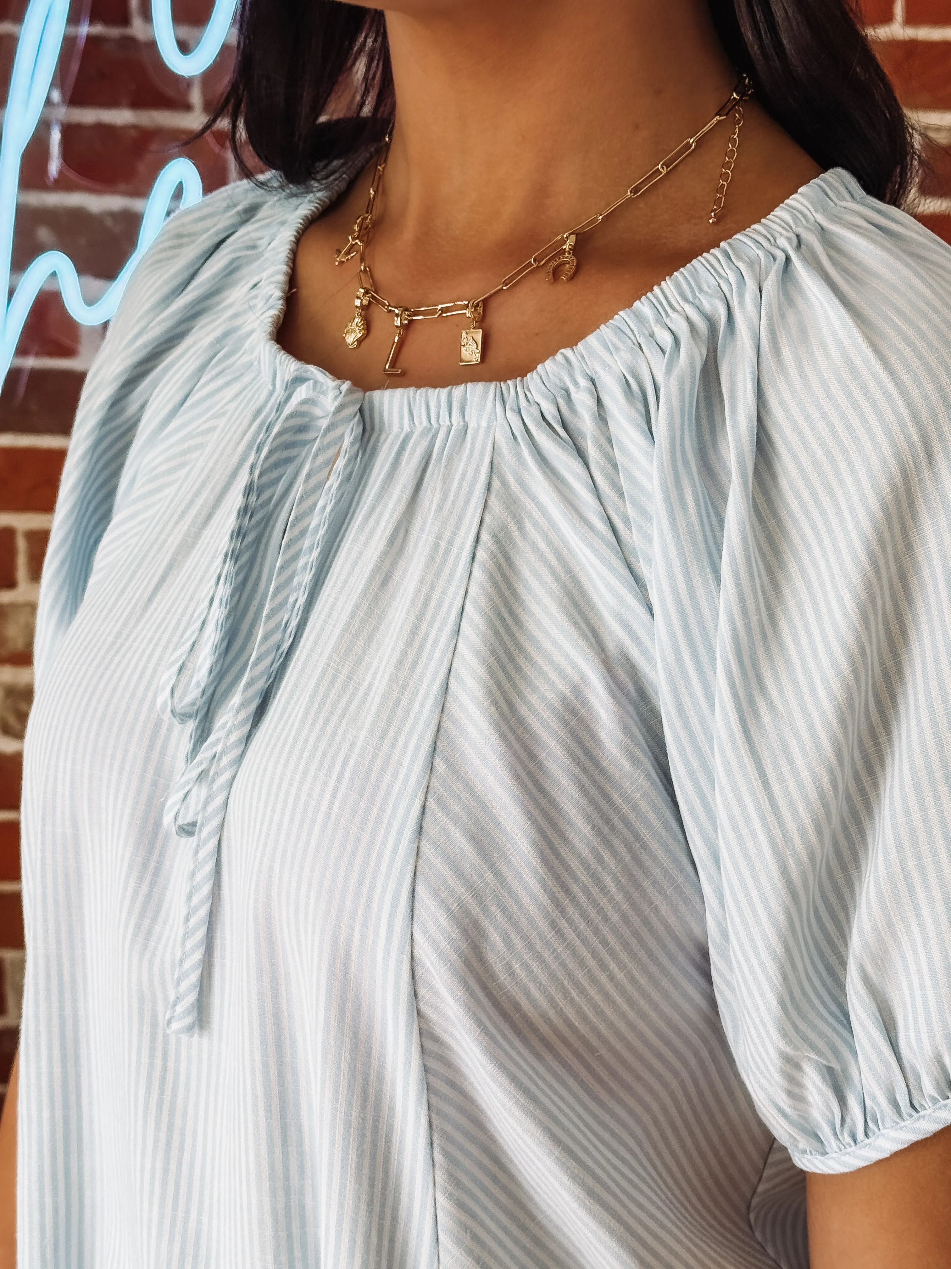 Stripe Flare Peasant Blouse