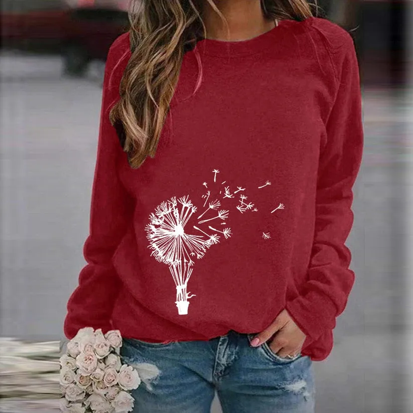 Stylish round-neck dandelion sweater