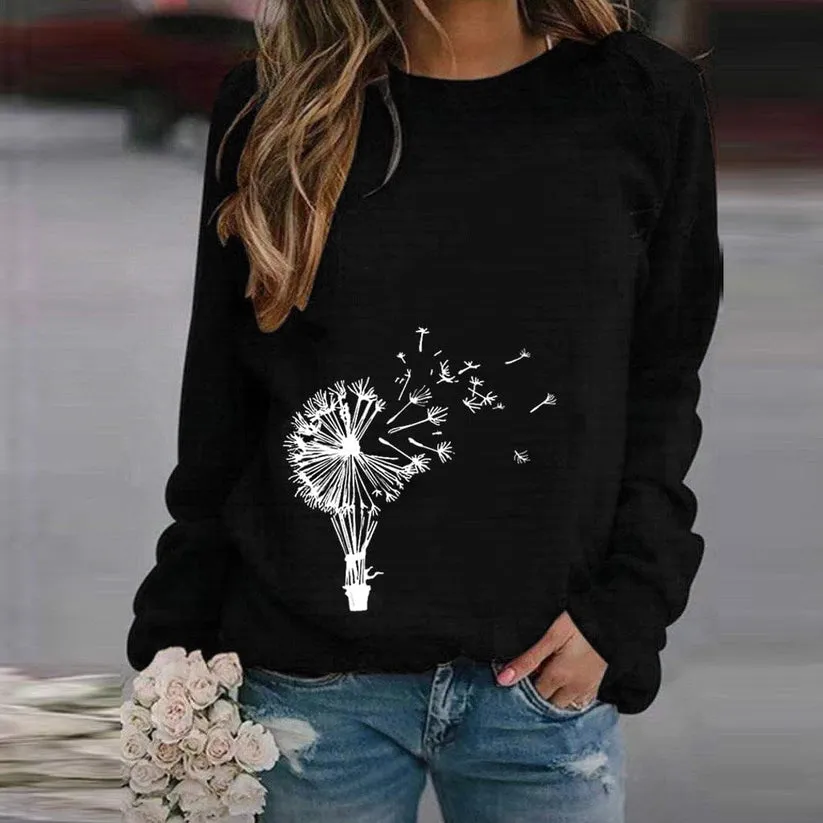 Stylish round-neck dandelion sweater