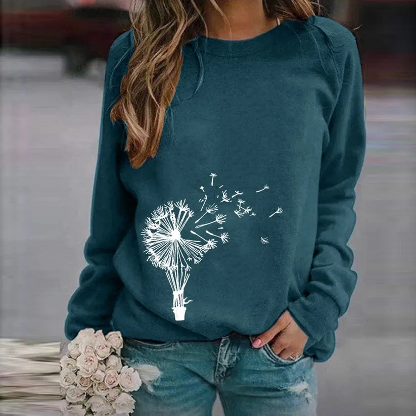 Stylish round-neck dandelion sweater
