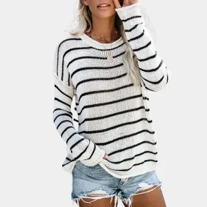 Stylish striped women's sweater in premium knit