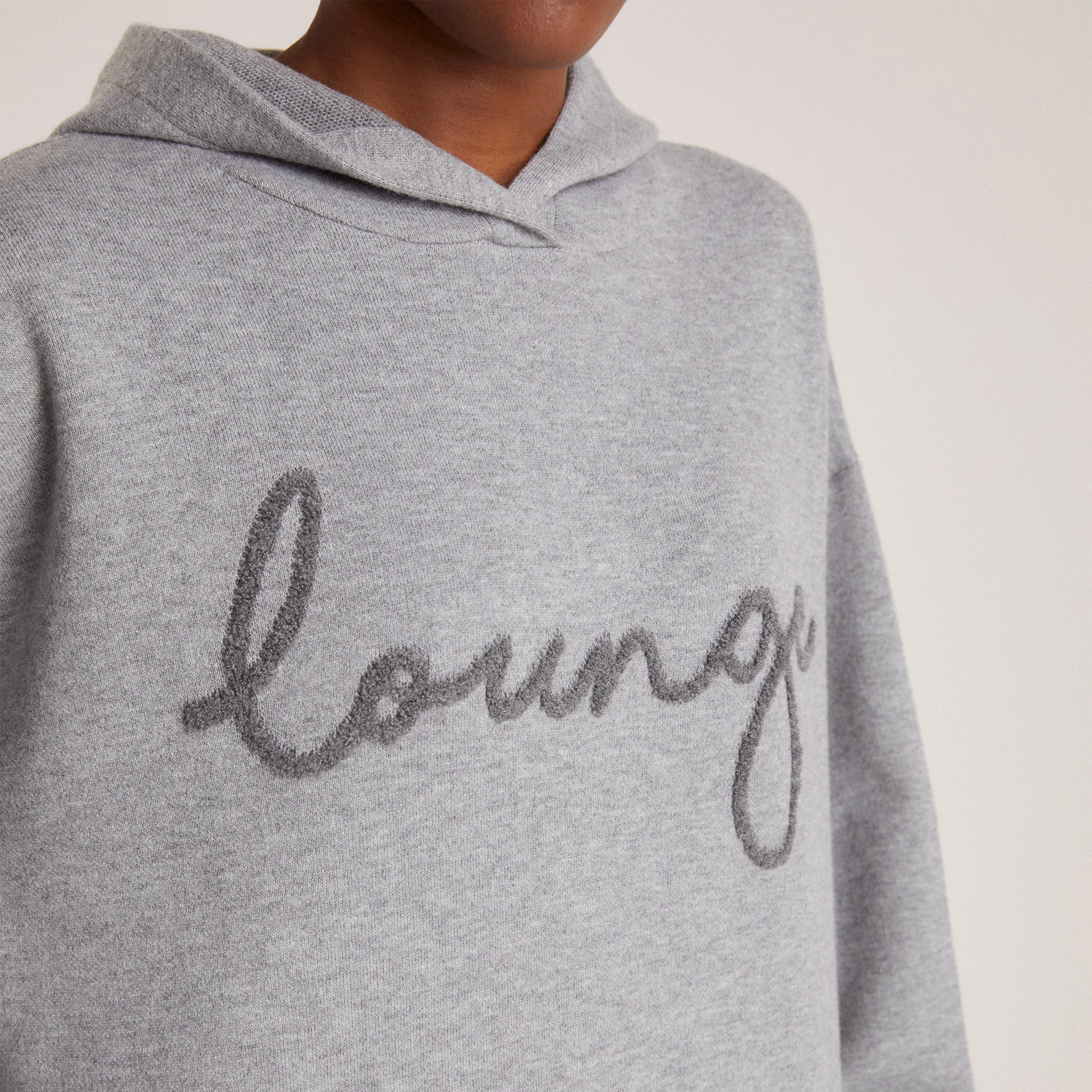 Sweat à Capuche Lounge en Maille - Gris Chiné