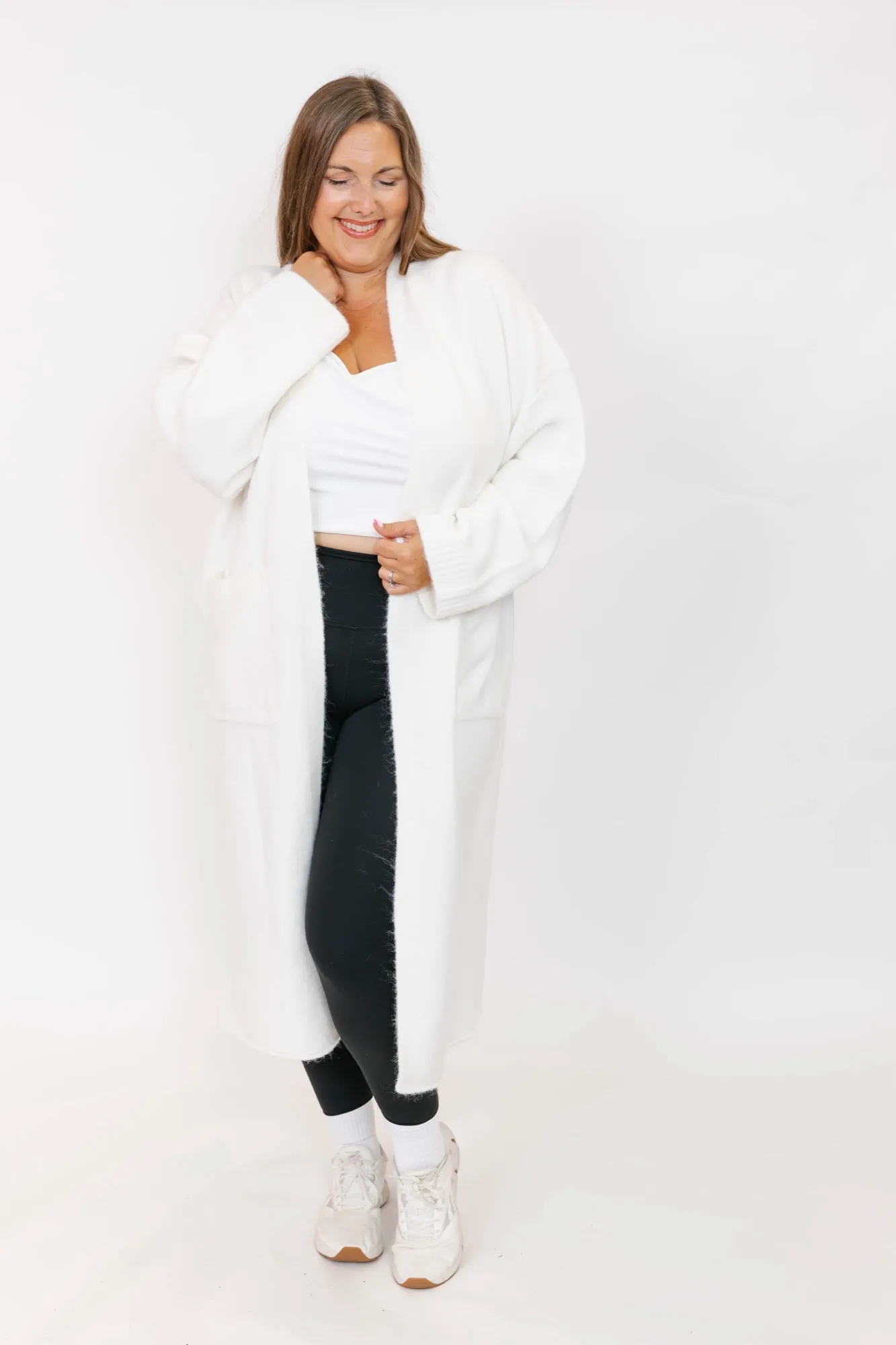 Sweater Weather Long Cardigan in Ivory