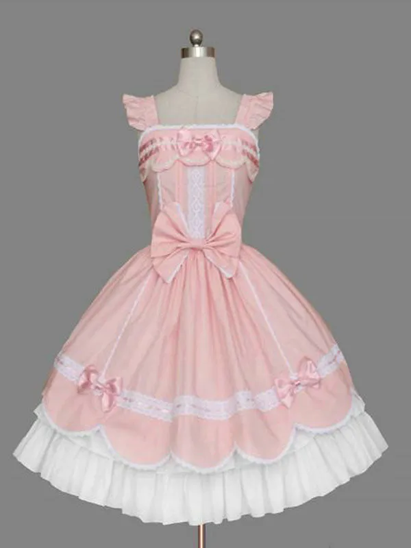 Sweet Lolita JSK Dress Black Sleeveless Ruffles Lolita Jumper Skirts