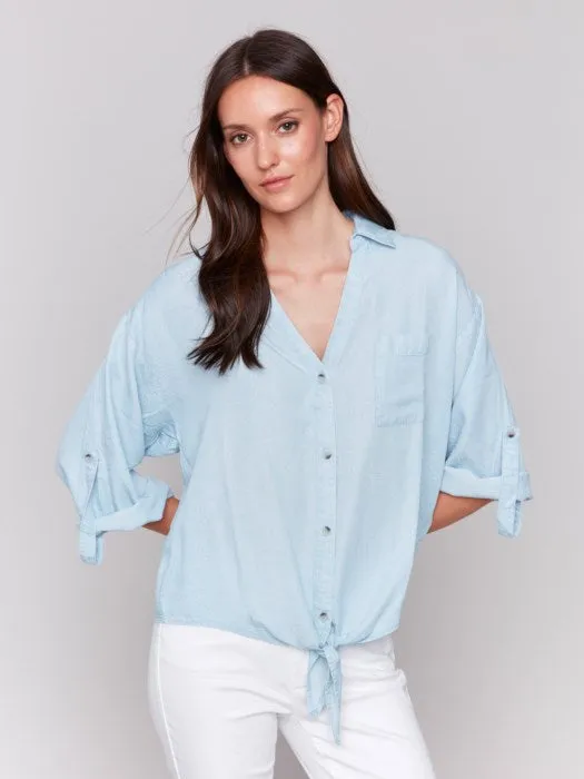 Tencel Button-Front Blouse