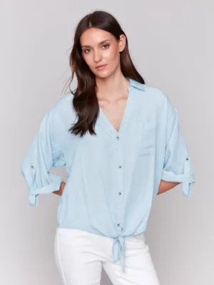 Tencel Button-Front Blouse