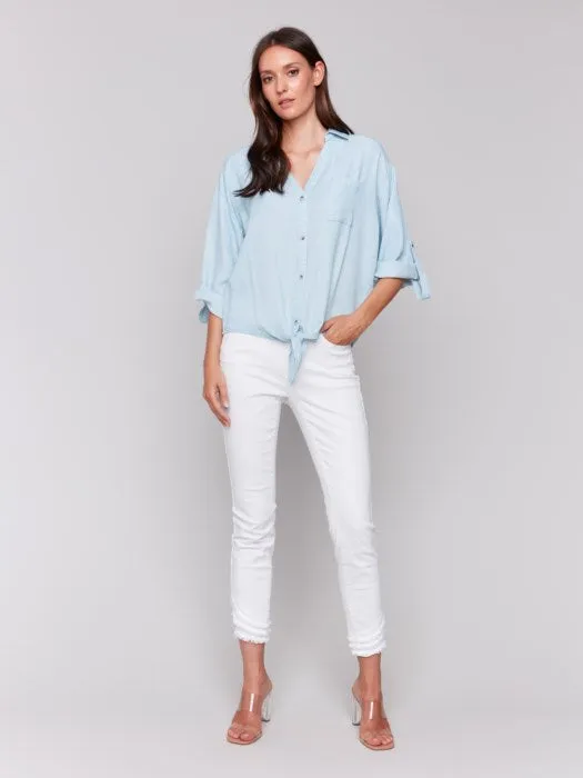 Tencel Button-Front Blouse