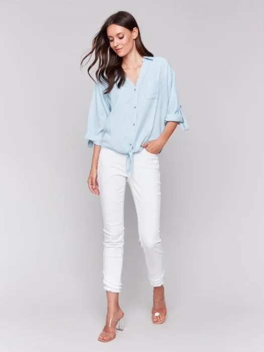 Tencel Button-Front Blouse