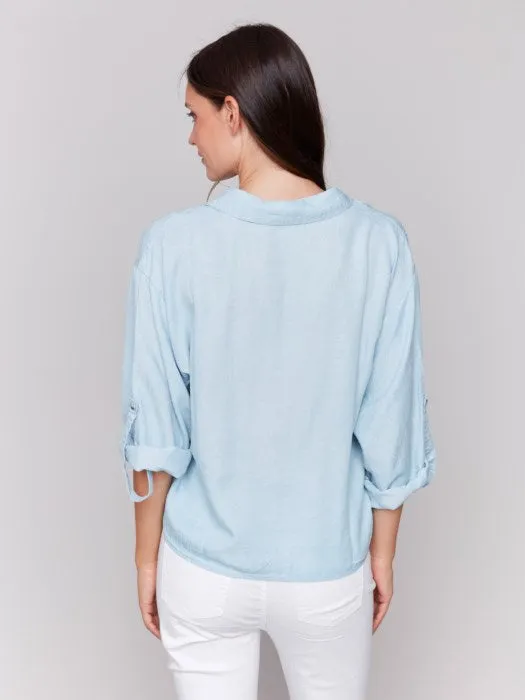 Tencel Button-Front Blouse