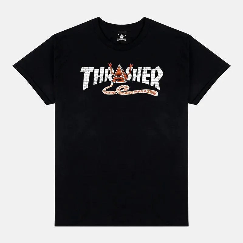 THRASHER x TOY MACHINE Pyramid Tee Black