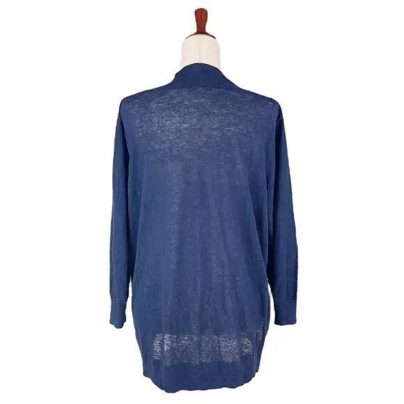 TOMMY BAHAMA Lea 100% Linen Open 3/4-Sleeve Cardigan in Island Navy Size XL