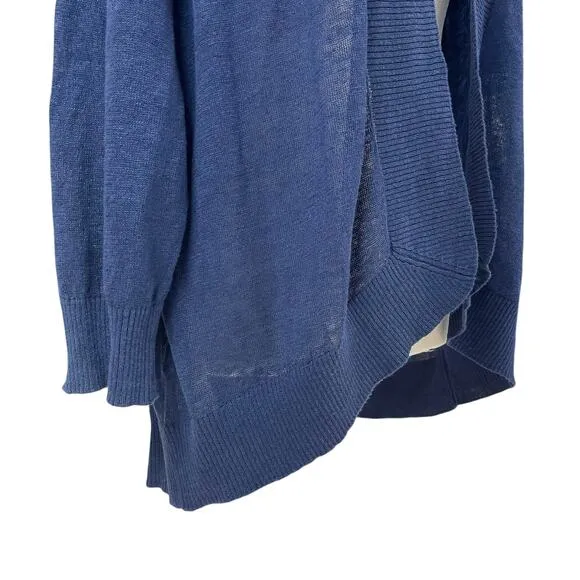 TOMMY BAHAMA Lea 100% Linen Open 3/4-Sleeve Cardigan in Island Navy Size XL