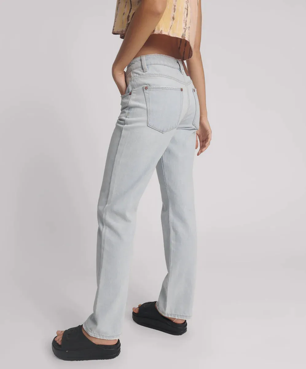 TRUCKERS MID WAIST STRAIGHT LEG DENIM JEANS
