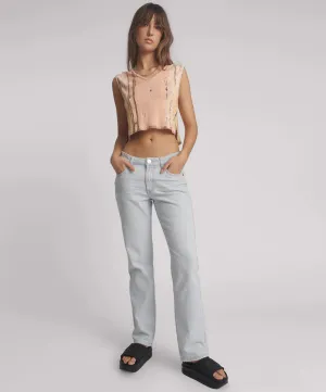 TRUCKERS MID WAIST STRAIGHT LEG DENIM JEANS
