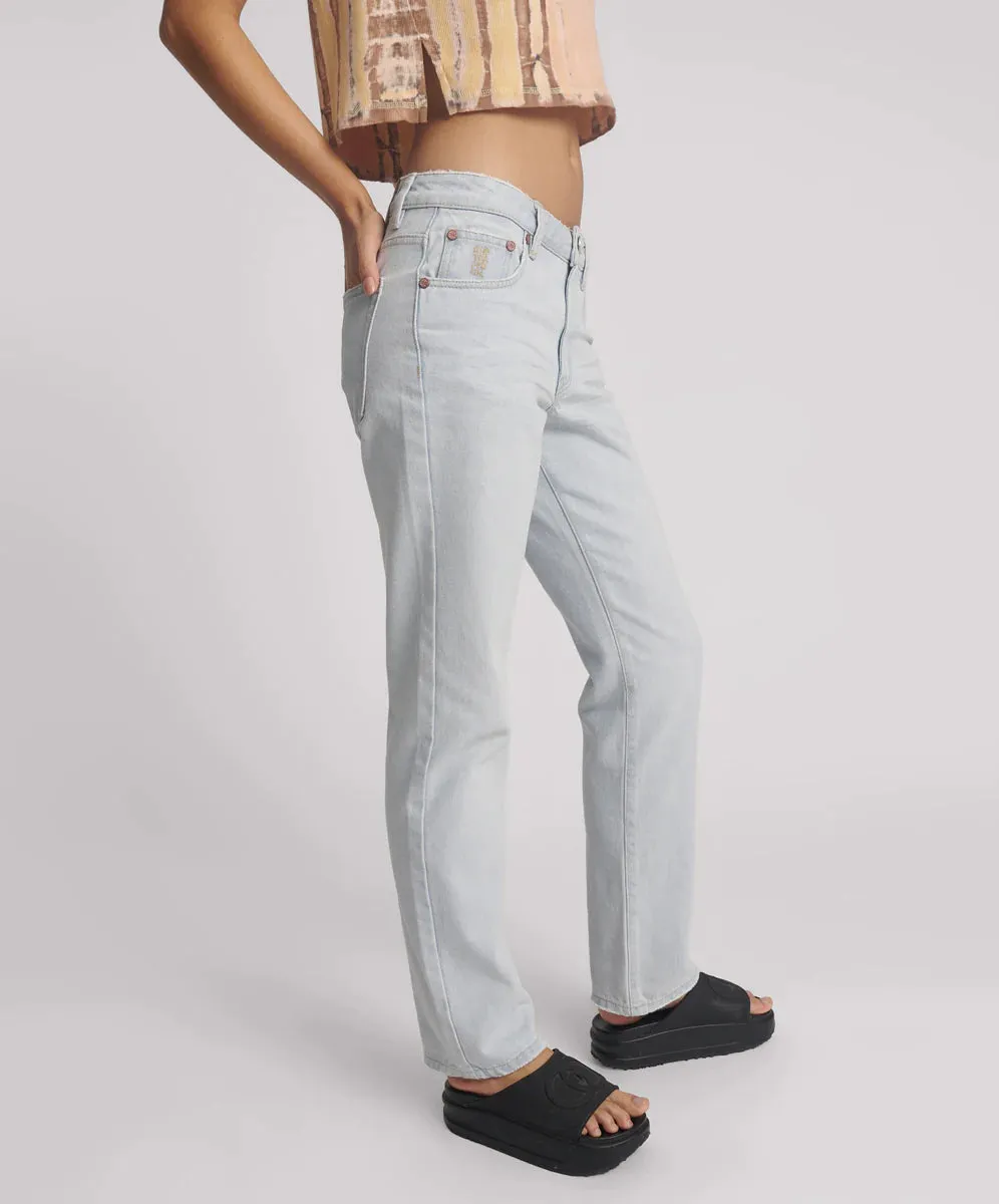 TRUCKERS MID WAIST STRAIGHT LEG DENIM JEANS