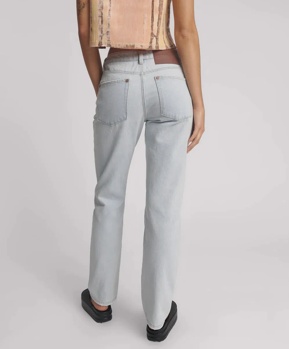 TRUCKERS MID WAIST STRAIGHT LEG DENIM JEANS