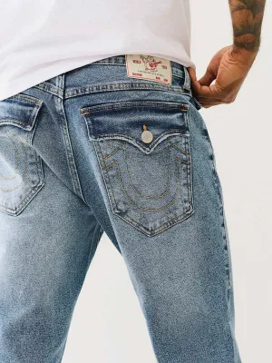 True Religion Men Blue Boot Cut Washed Jeans