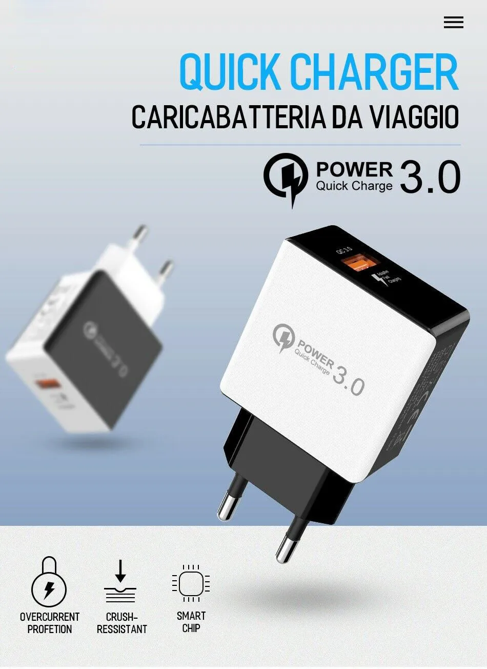 USB Fast Charging Quick Wall Charger Adapter Plug for Samsung Android iPhone LG black_EU plug