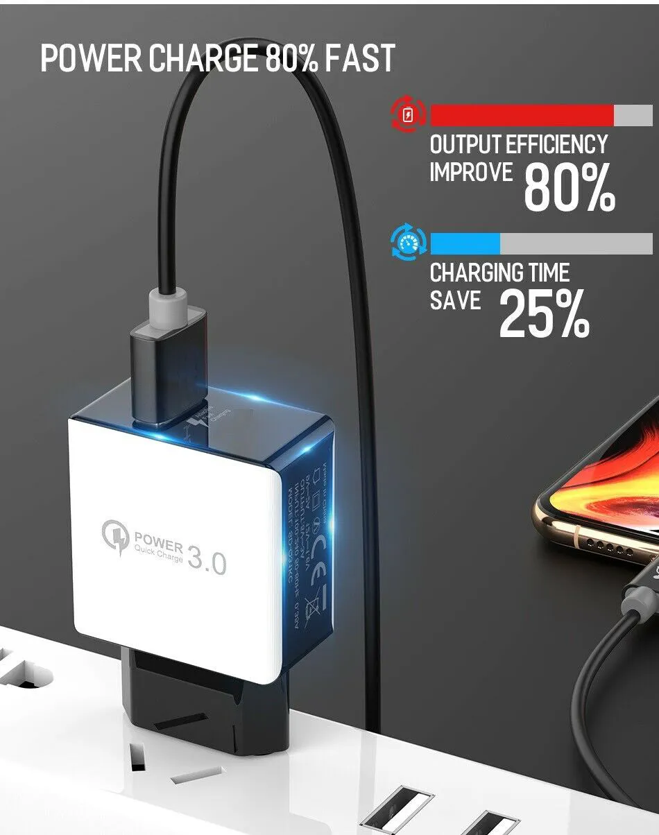 USB Fast Charging Quick Wall Charger Adapter Plug for Samsung Android iPhone LG black_EU plug