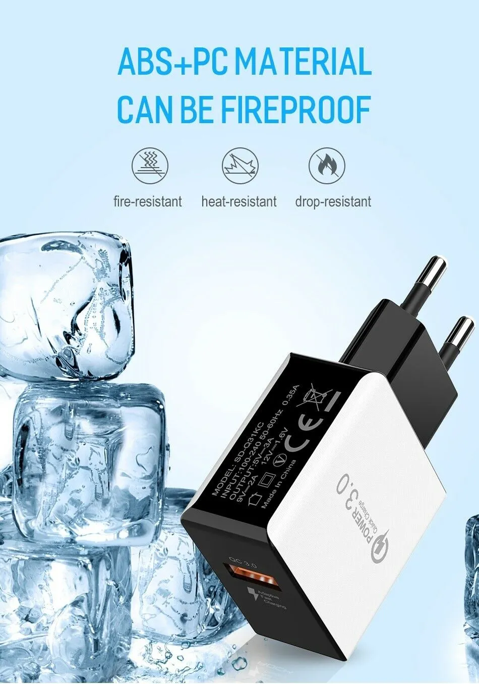 USB Fast Charging Quick Wall Charger Adapter Plug for Samsung Android iPhone LG black_EU plug