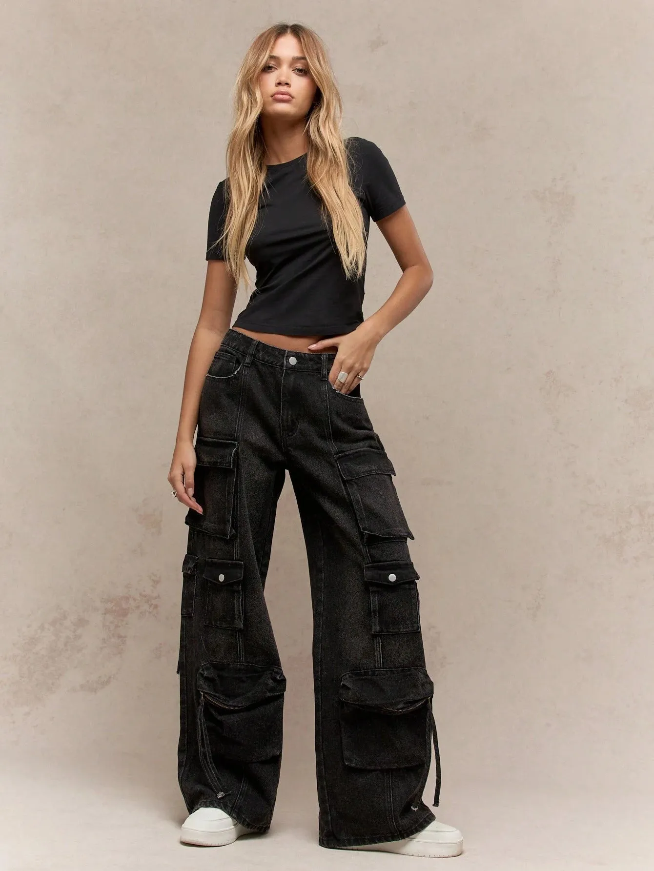 Washed Faded Baggy Cargo Jeans | Trendy Loose-Fit Denim for Streetwear