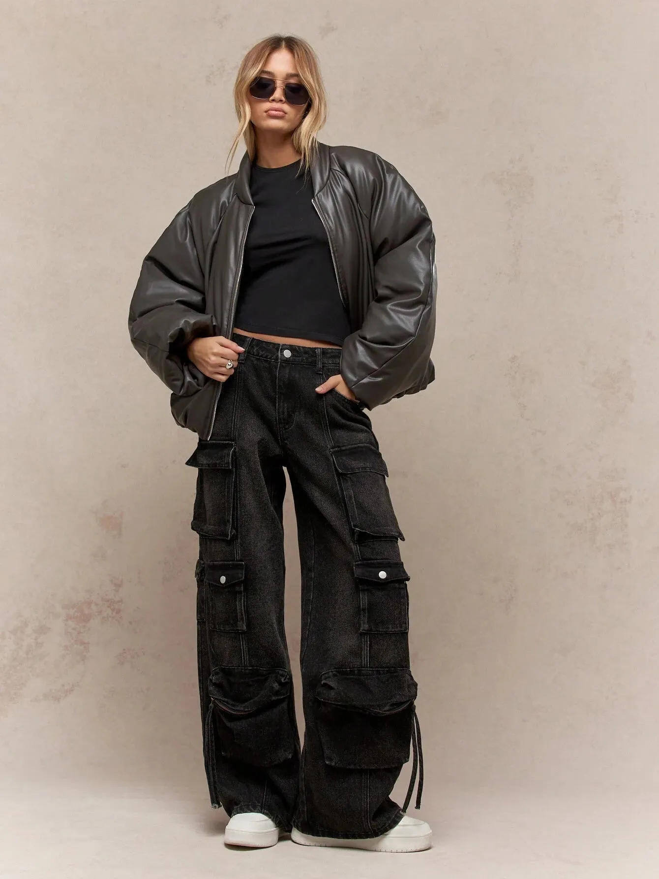 Washed Faded Baggy Cargo Jeans | Trendy Loose-Fit Denim for Streetwear