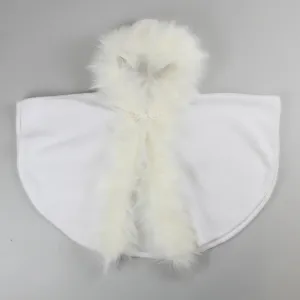 White Cape with Faux Fur Trim - Baby Girl