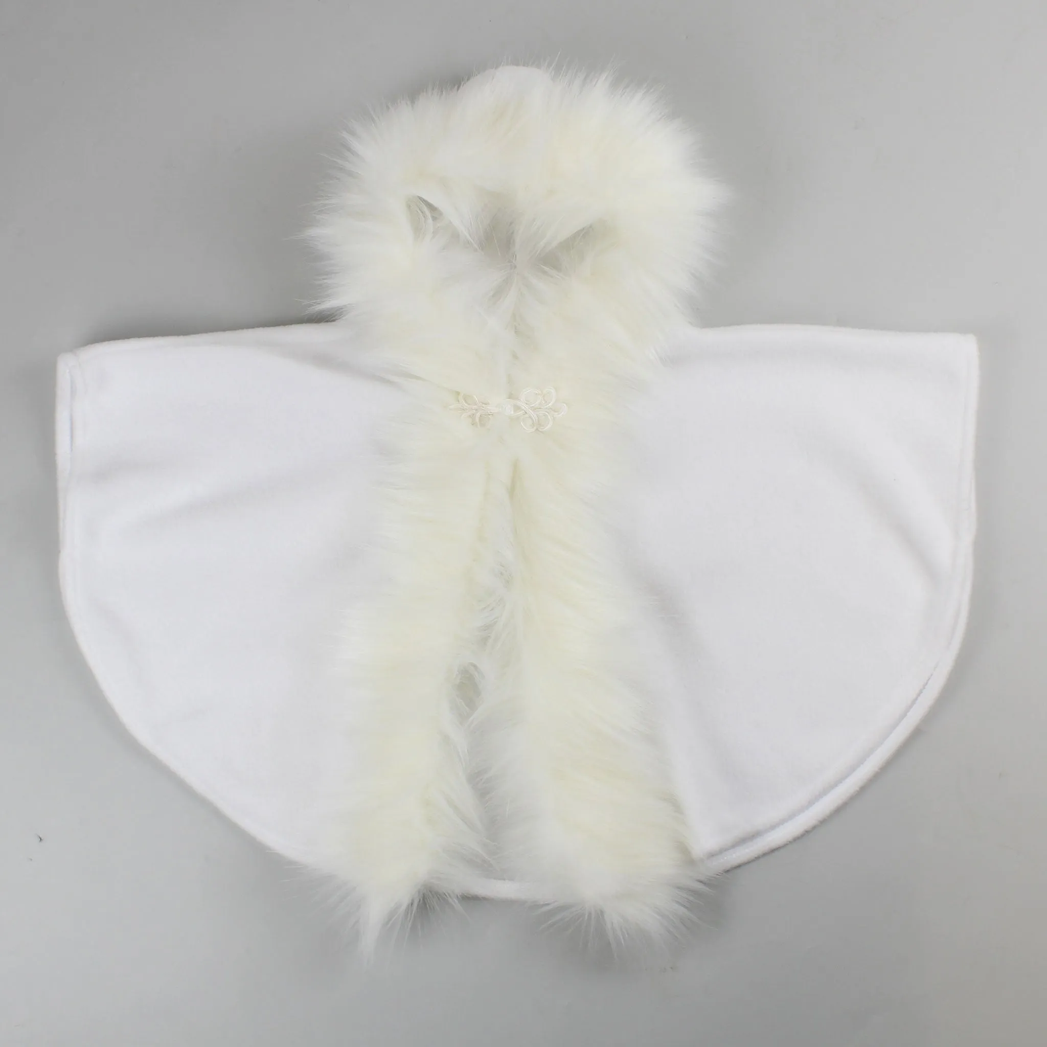 White Cape with Faux Fur Trim - Baby Girl