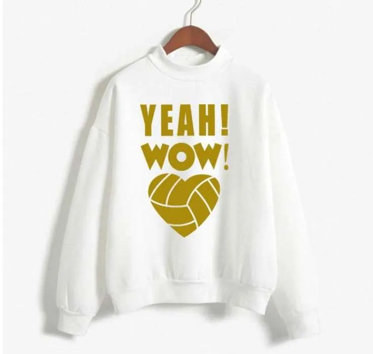 White Yeah Wow Printed Sweat Shirt For Women