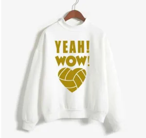 White Yeah Wow Printed Sweat Shirt For Women