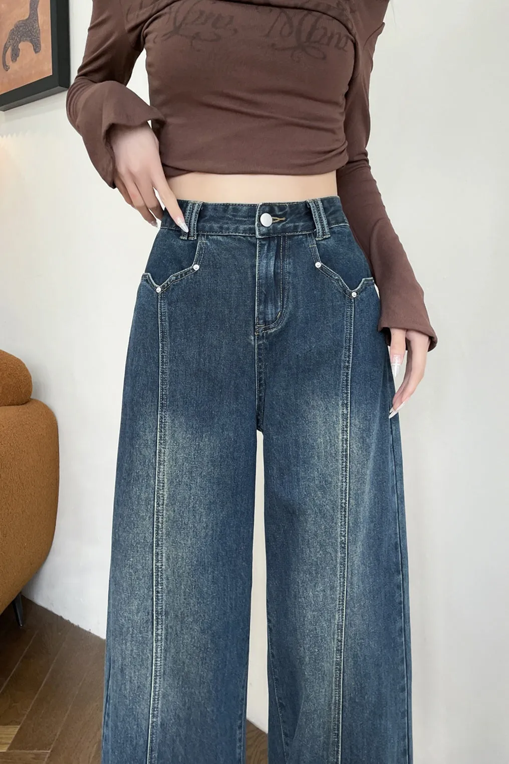 Women's Straight Leg Jeans with a Slimming Effect
