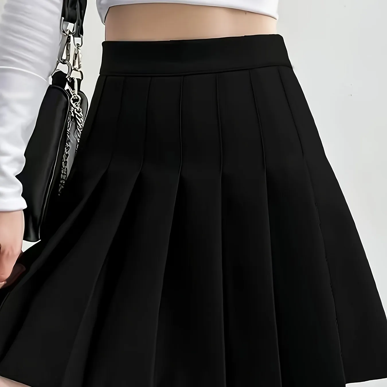 xieyinshe  Kpop Black Pleated Skirts, Japanese School Uniform Anime Cosplay 'JK' Uniform Skirts For Spring & Summer, Women's Clothing