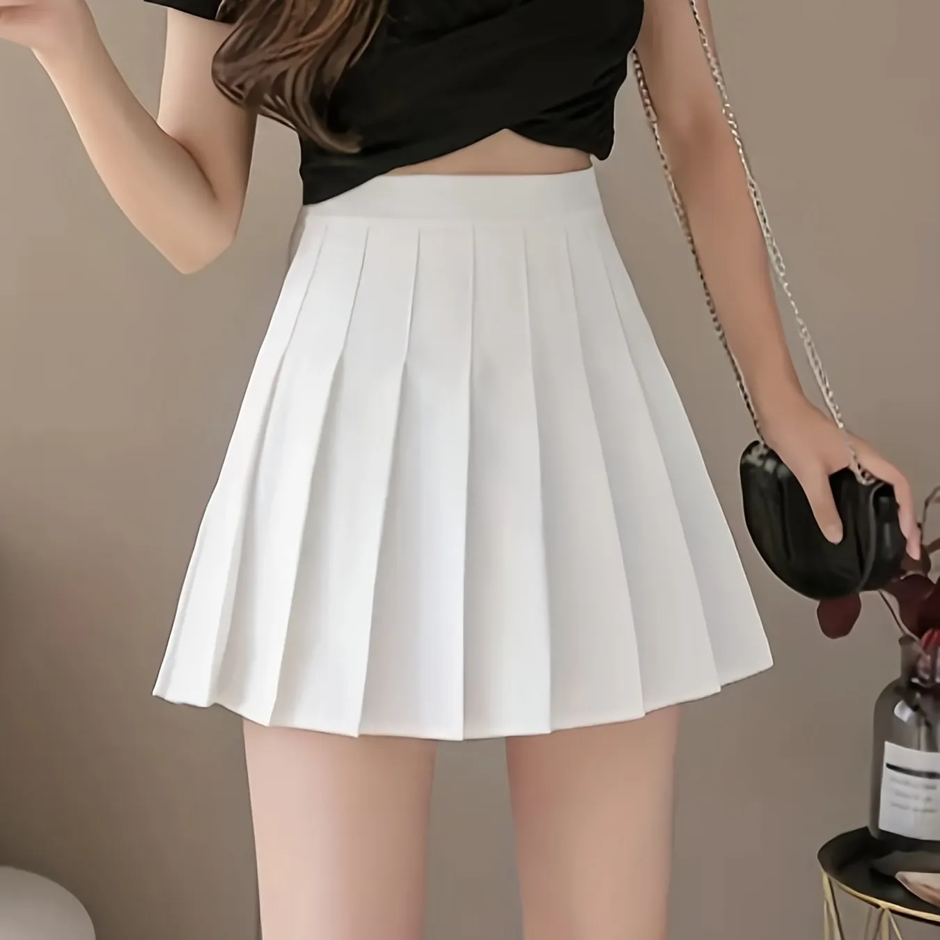 xieyinshe  Kpop Black Pleated Skirts, Japanese School Uniform Anime Cosplay 'JK' Uniform Skirts For Spring & Summer, Women's Clothing